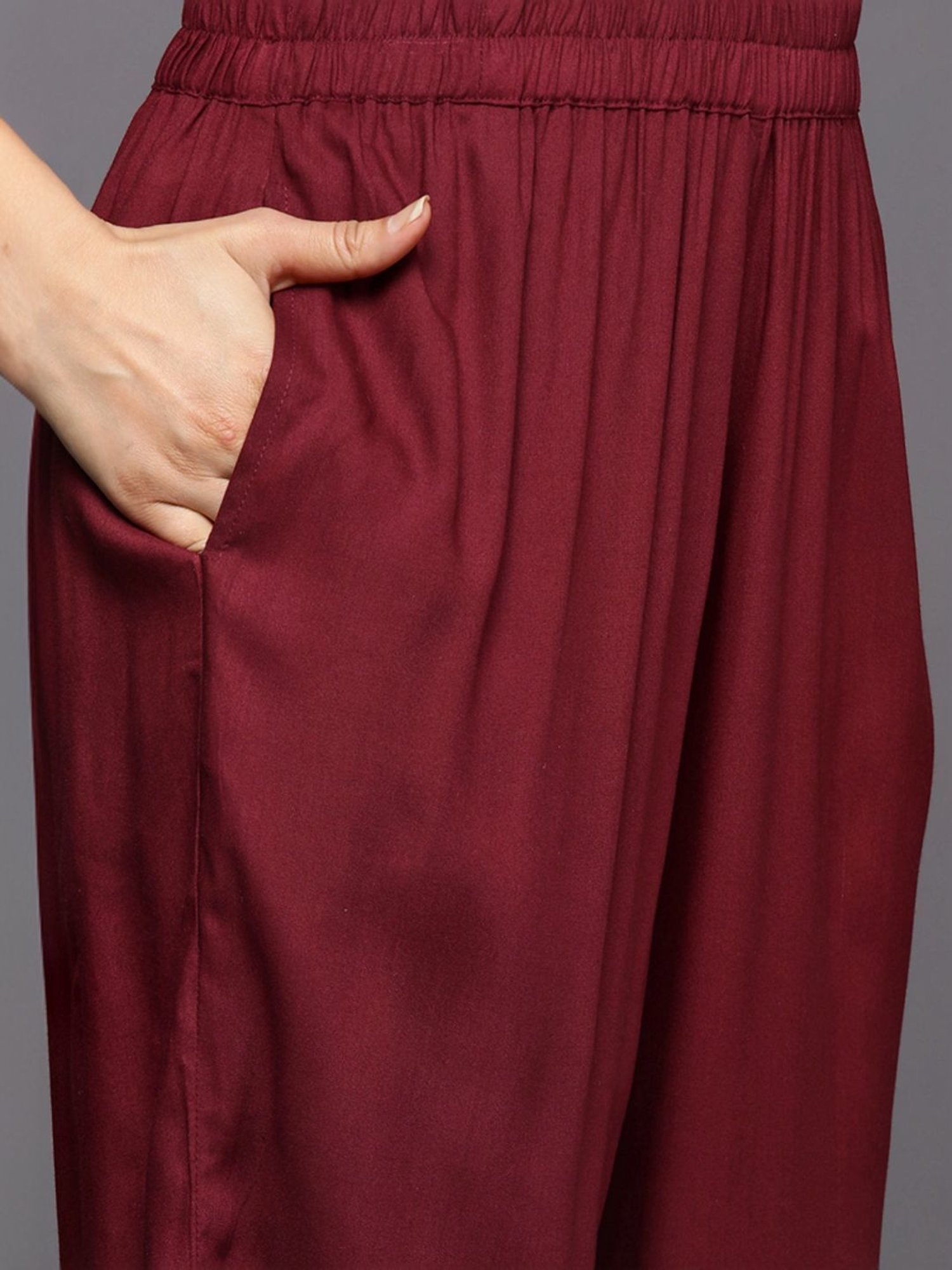 Varanga Maroon Embroidered Kurta Pant Set