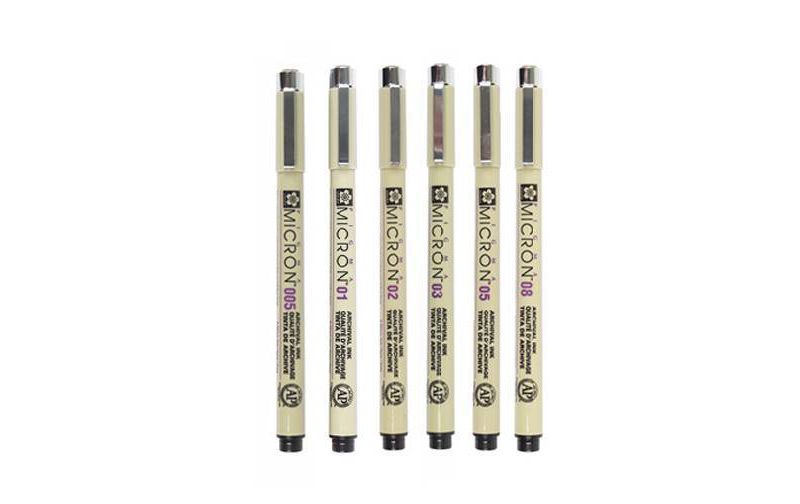 Pigma 6ct Micron Drawing Pens Black Tones - Sakura