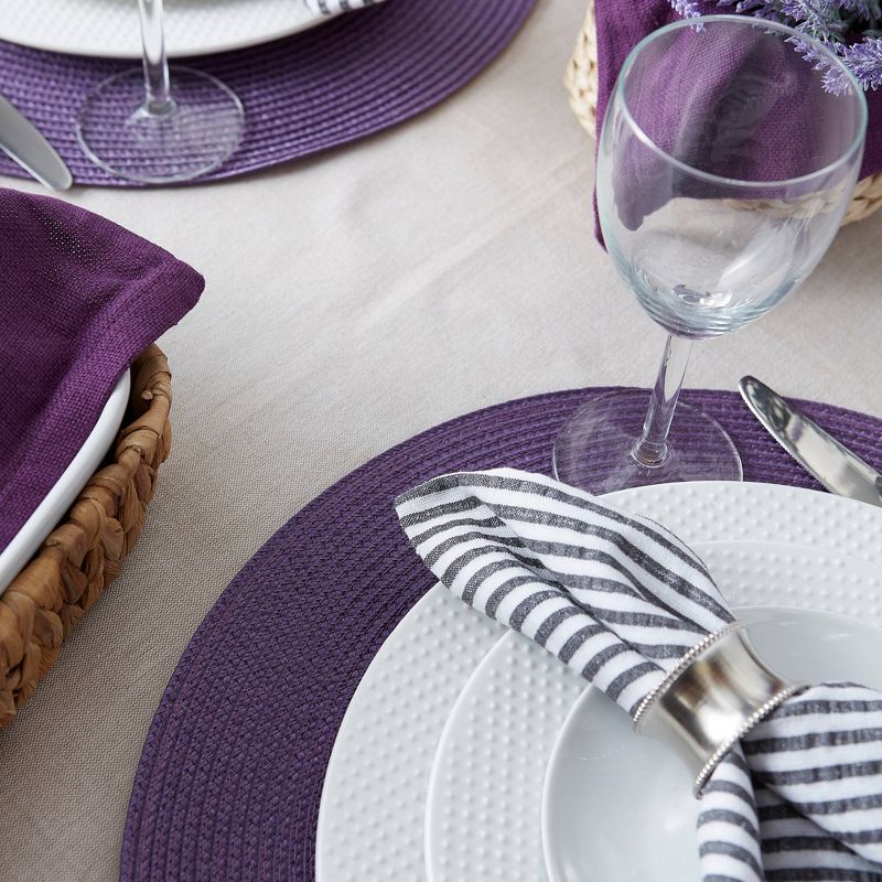 Set of 6 Variegated Round Woven Placemat Purple - Design Imports