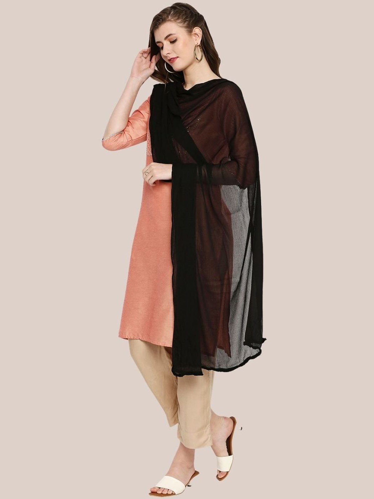Dupatta Bazaar Black Cotton Dupatta