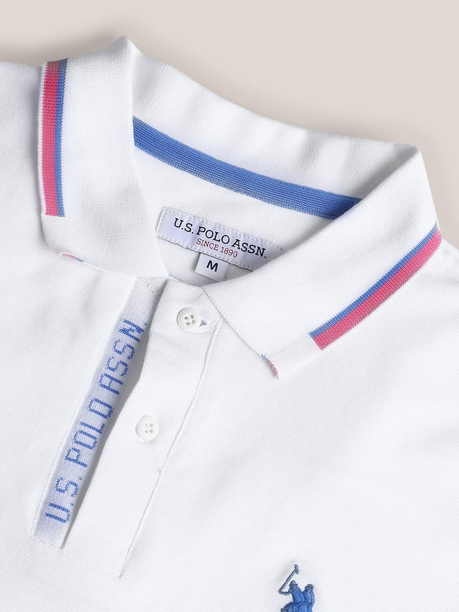 U.S. Polo Assn. White Cotton Slim Fit Polo T-Shirt