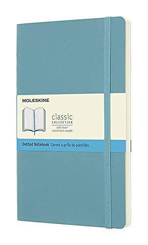 moleskine classic soft cover notebook, dotted, large 5" x 8.25" reef blue  soft cover notebook for writing, sketching, journals