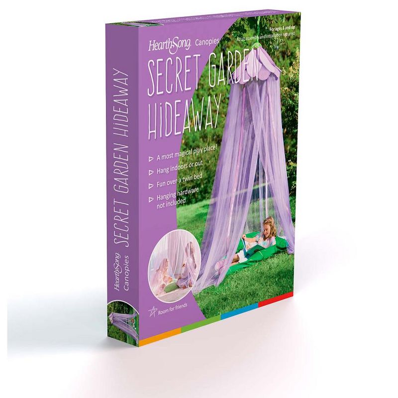 HearthSong - Secret Garden Gauze Hideaway Canopy for Kids Rooms, Purple