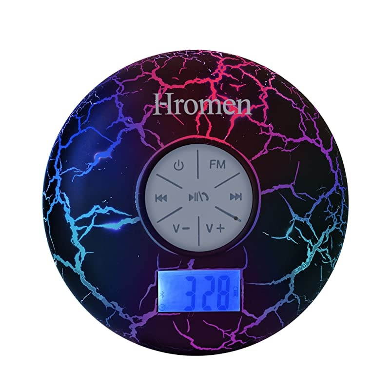 Bluetooth Speaker2nd Gen IPX7 Waterproof Bluetooth Speakers Bathroom Shower Speaker with FM Radiowiereless Cool Cracking Backlit Suction CupOutdoor Speaker Good Gift