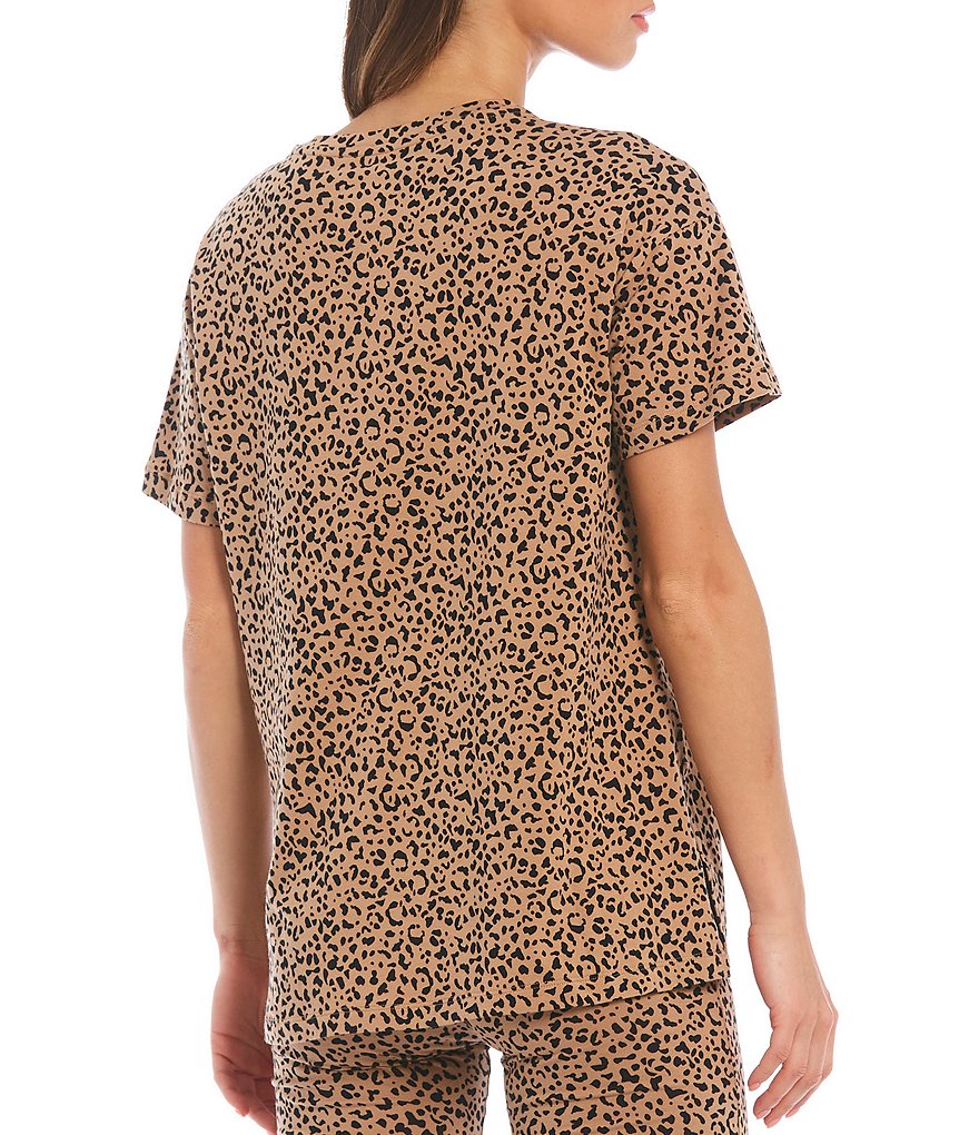 Jasmine & Ginger Animal Print Short Sleeve Knit Sleep Tee