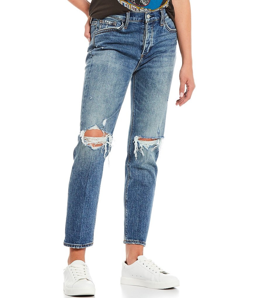 Joe's Jeans Scout Crop Distressed Mid Rise Straight Leg Jeans