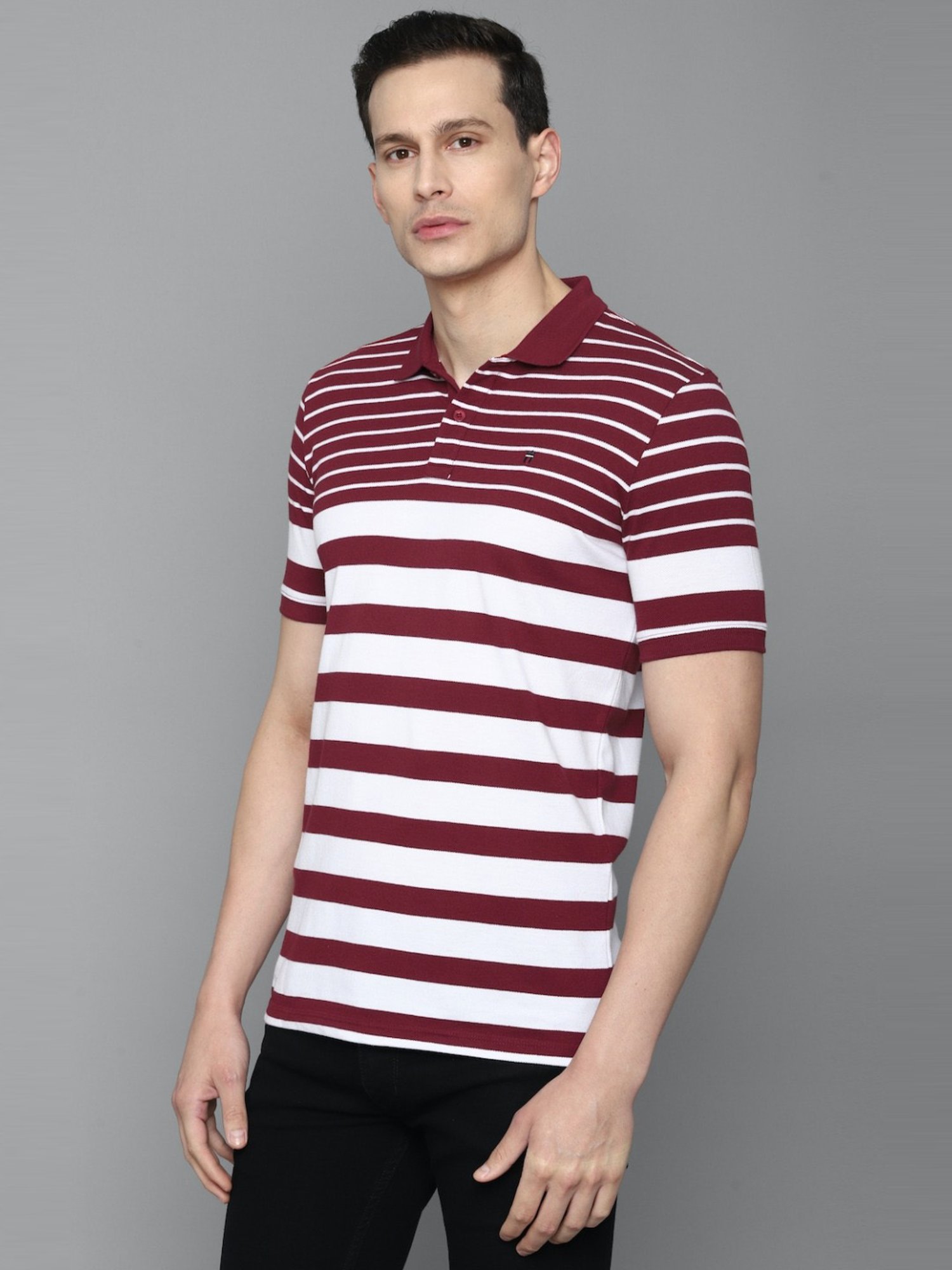 Louis Philippe Sport Multi Cotton Slim Fit Striped Polo T-Shirt