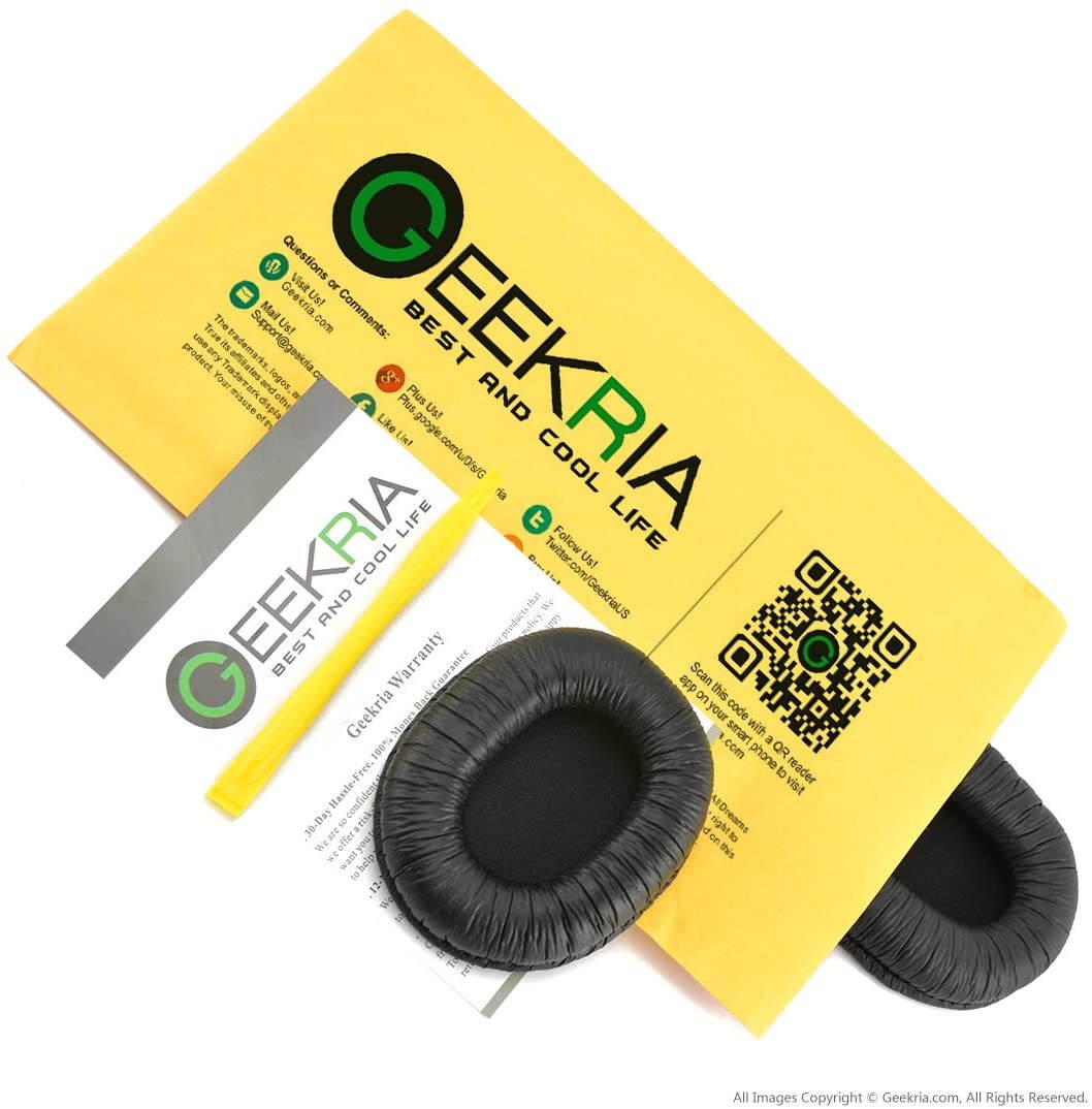 Geekria QuickFit Protein Leather Ear Pads for SONY MDR-7506, MDR-V6, MDR-CD900ST Headphones Replacement Earpads / Ear Cushion / Ear Cups, Headset Ear Cover Repair Parts (Black)