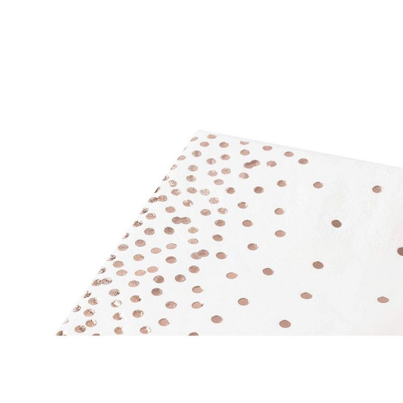 Juvale 100-Pack Disposable Paper Napkins 5" Rose Gold Foil Polka Dot Confetti, Wedding Party Supplies