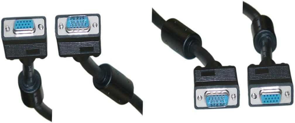 C&E 2 Pack 75 Feet VGA Male to Female Extension Cable with Ferrites Black CNE466588