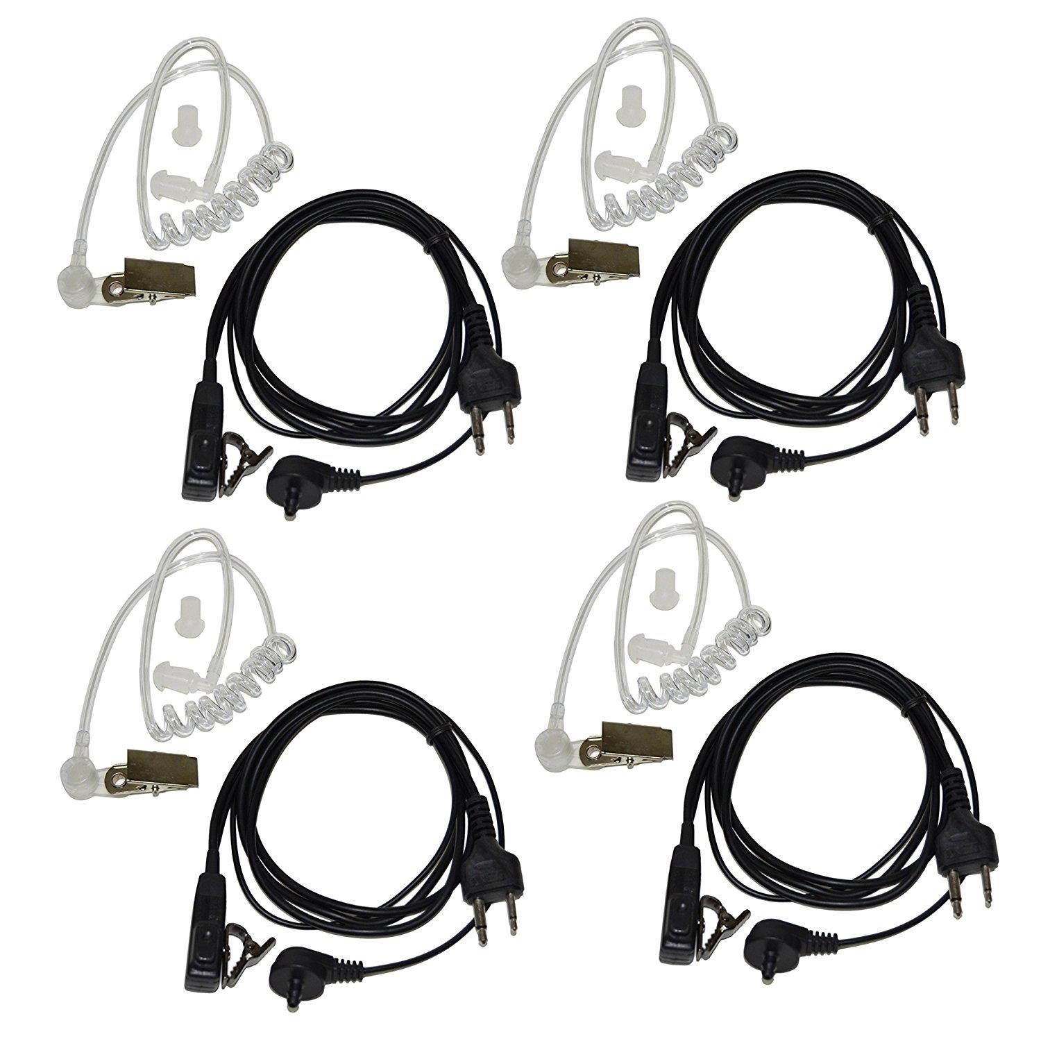 4x HQRP 2 Pin Acoustic Tube Earpiece Headsets Mic for Yaesu FT_41, FT_411, FT_411E, FT_411R   HQRP UV Meter