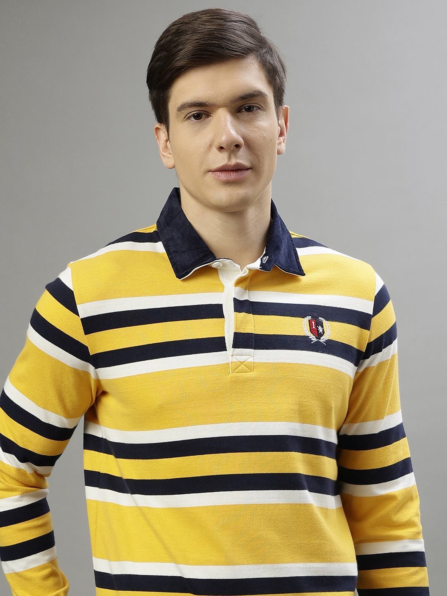 Iconic Multicolored Cotton Regular Fit Striped Polo T-Shirt