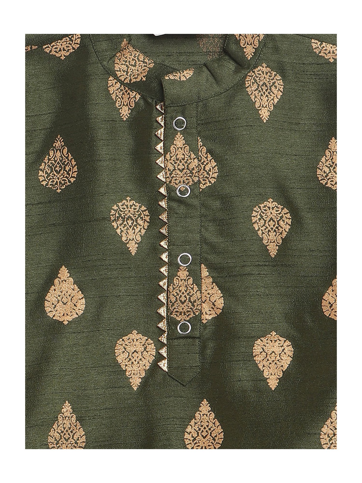 Ahalyaa Kids Green Printed Kurta with Churidars