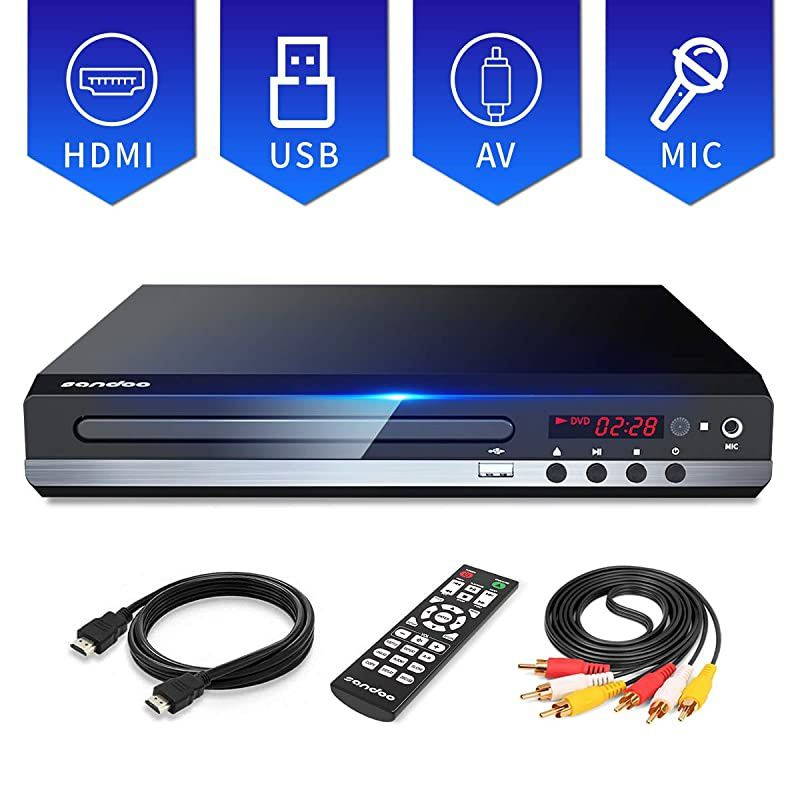 DVD Player, Home DVD Player for TV, Region Free DVD Player for Roku TV, HD 1080P DVD Player with HDMI, USB/MIC Port, MP2206