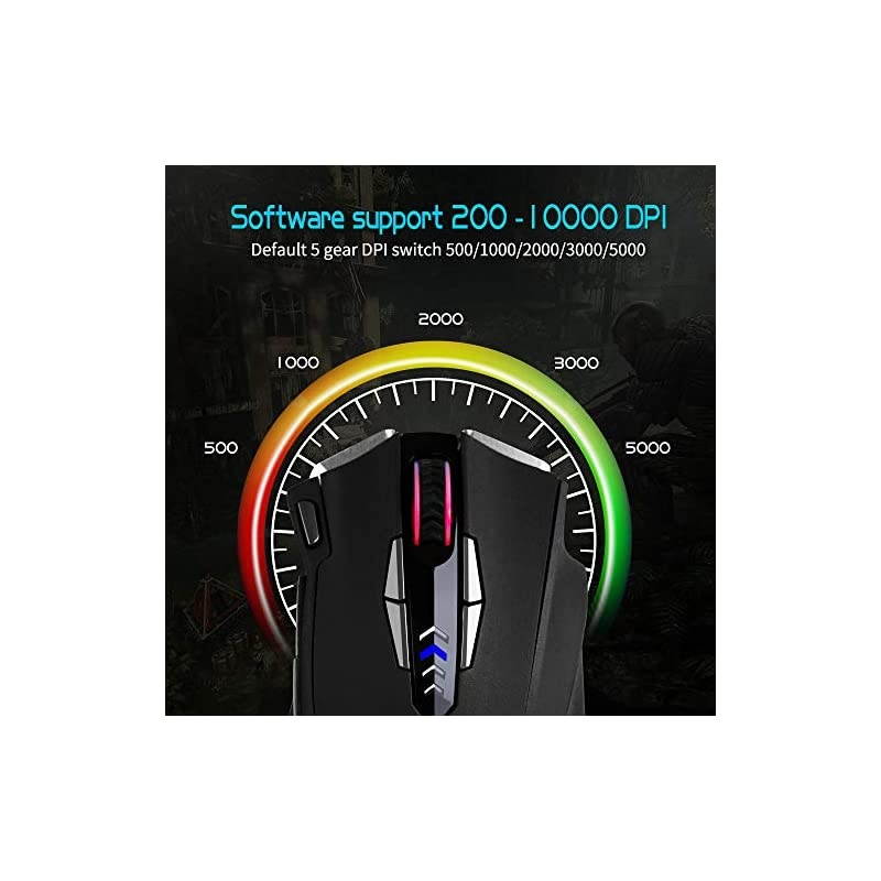 RGB Gaming Mouse Wired 10000 DPI High Precision Laser 14 Programmable Buttons Ergonomic Optical Gaming Mice Weight Tuning Set for Windows PC Gaming Z7900
