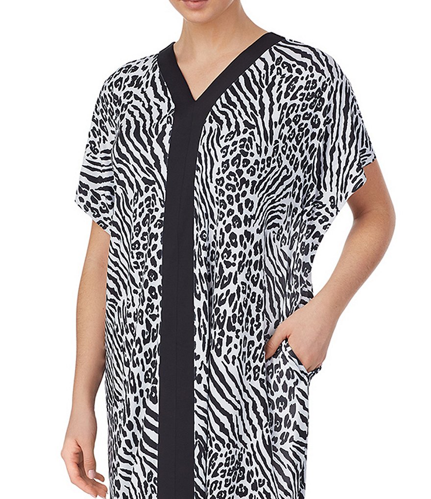 Irelax Animal Print Recycled-Knit Caftan