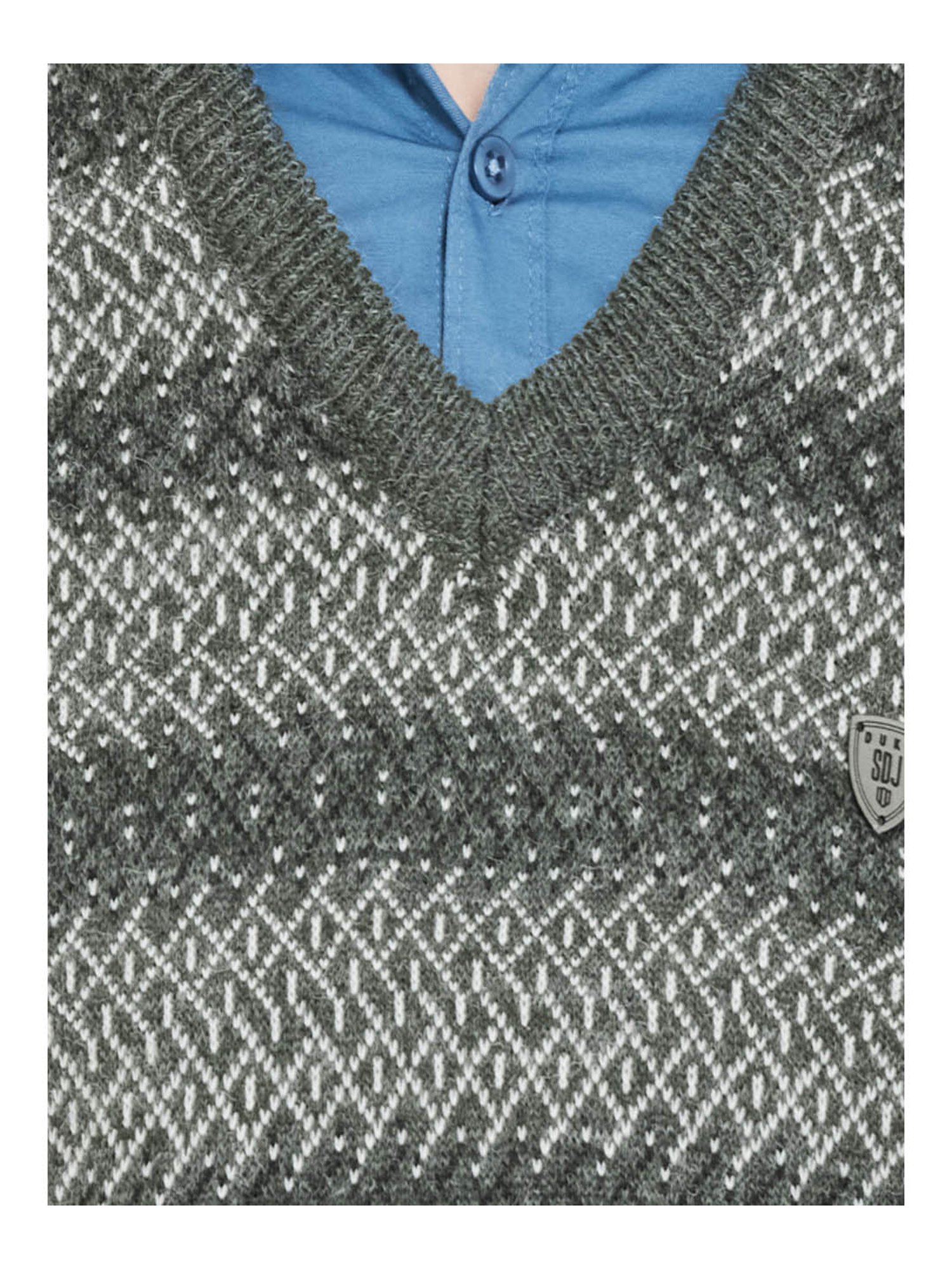 Duke Sage Green Self Design Sweater