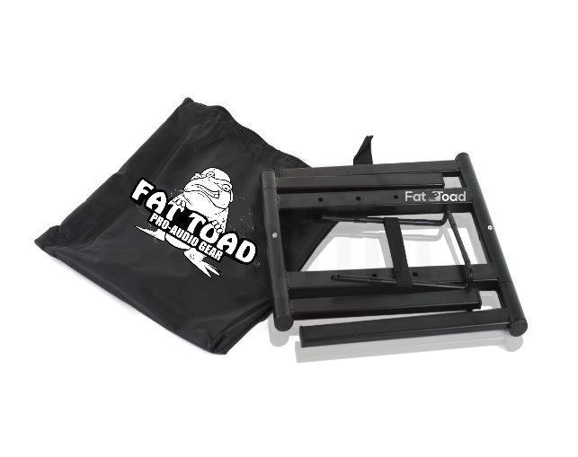 Folding DJ Laptop Stand with Sub-tray Shelf by FAT TOAD | Pro Audio Computer Table Top Rack Stand Mount for iPads, Mixer Controller & Tablets | Portable PC Gear Clamp Holder | Stage Booth, Home Office