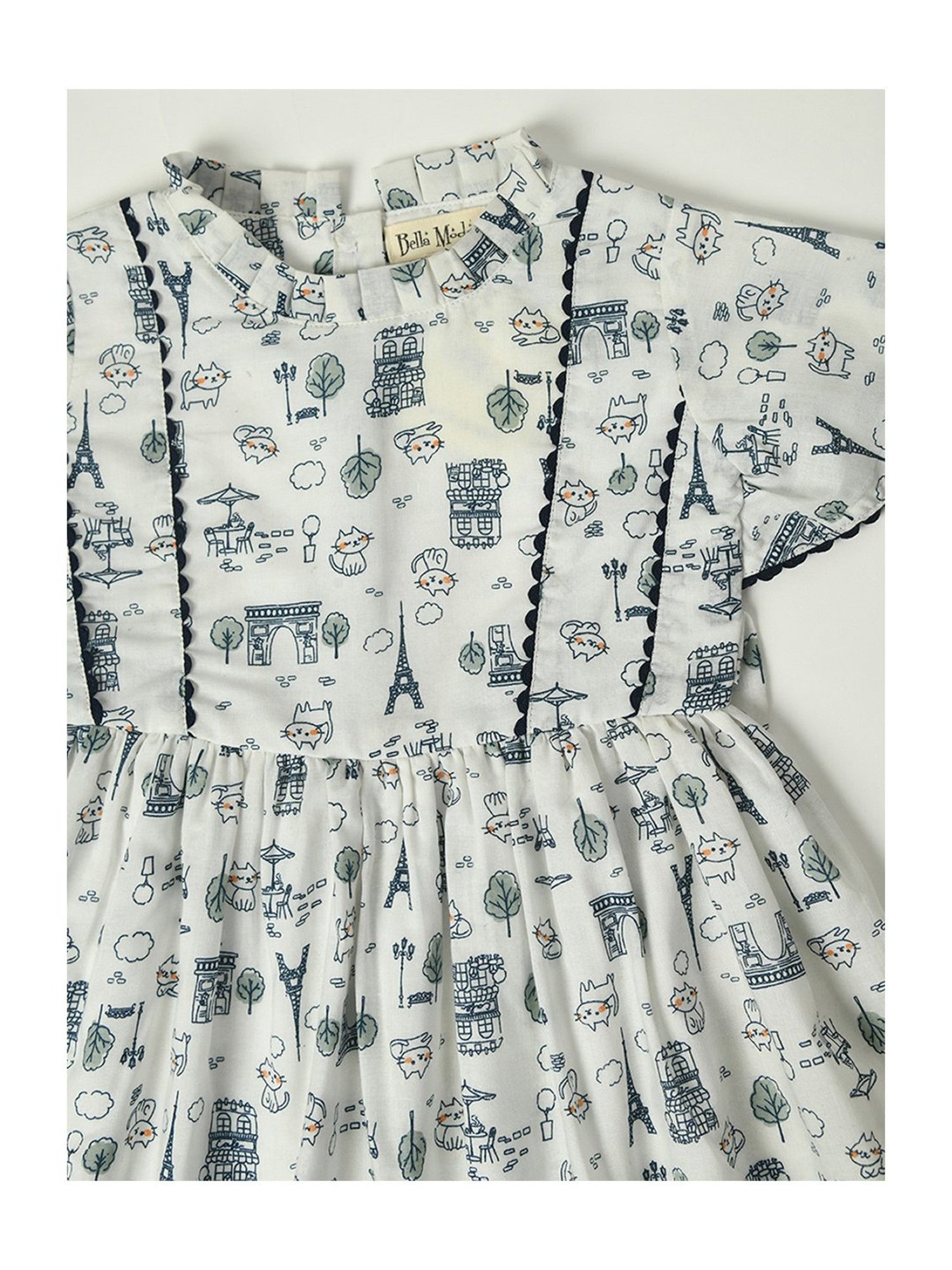 Bella Moda Kids White Printed Fit & Flare Dress
