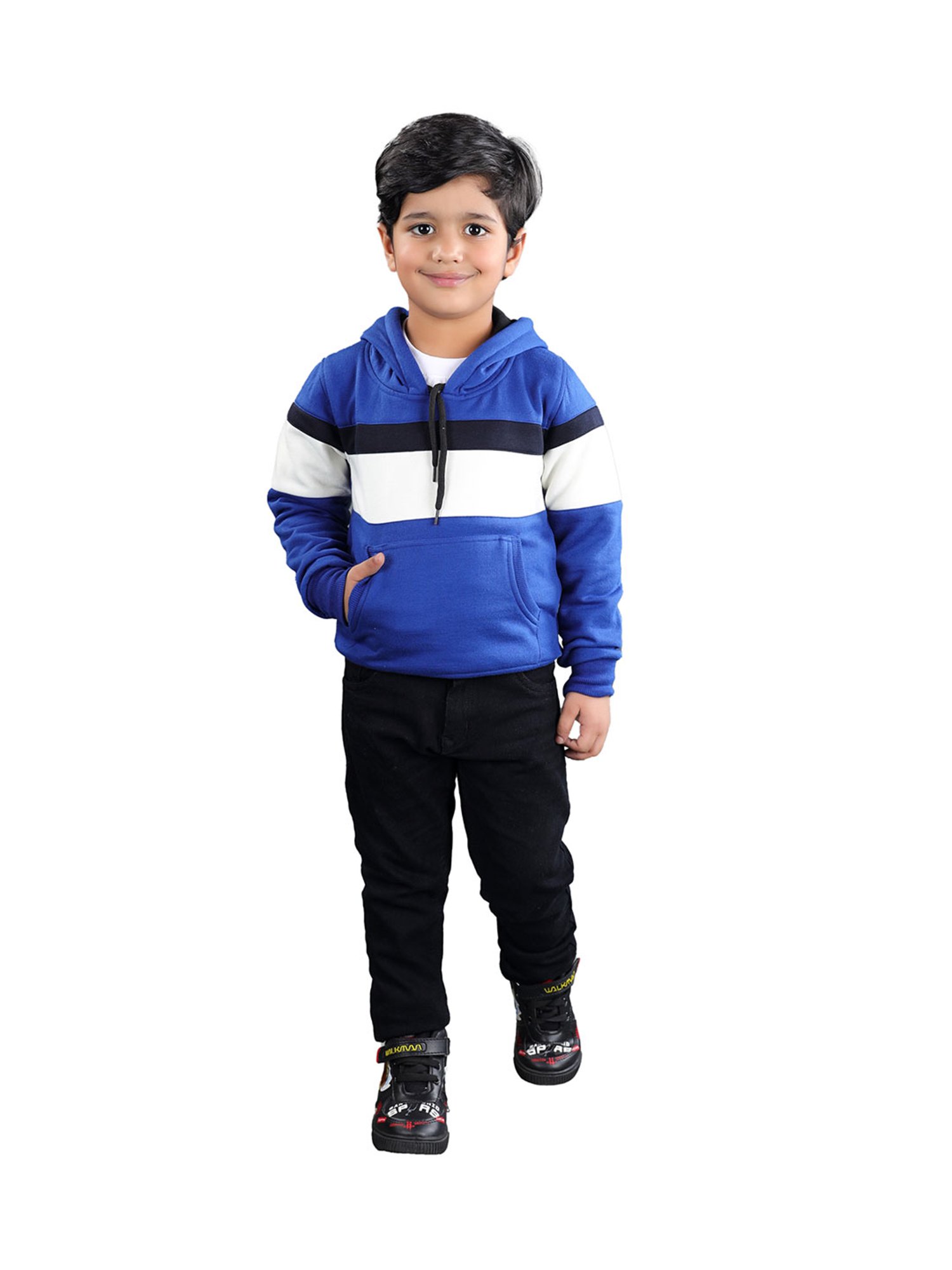Ahhaaaa Kids Blue Solid Hoodie
