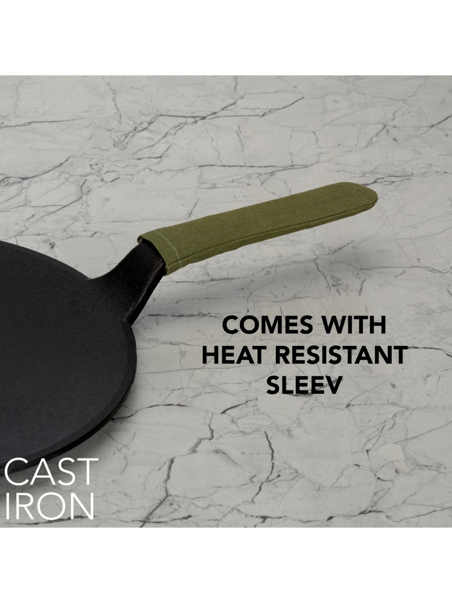 Sumeet Gold Series Pre Seasoned Cast Iron Concave Tawa for Roti 27cm 1.8kg, Gas & Induction-Friendly