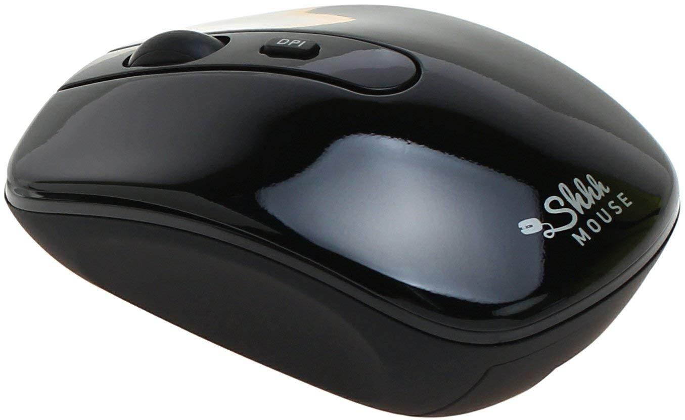 ShhhMouse Wireless Silent Noiseless Clickless Mobile Optical Mouse with USB Receiver & Battery, Portable & Compact, 3 Adjustable DPI Levels For Notebook, PC, Computer, Laptop, MacBook - Black