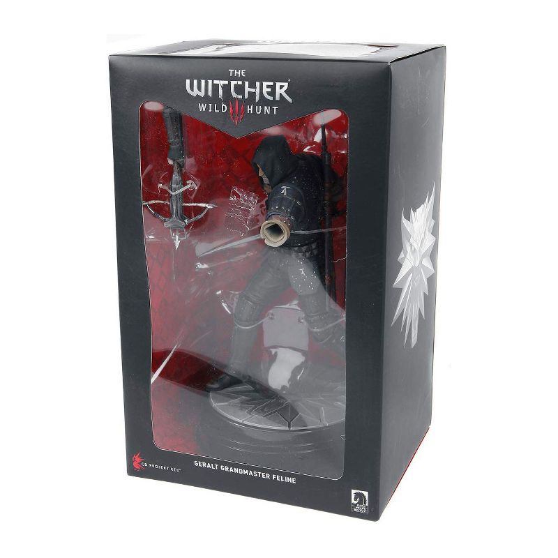 Dark Horse Witcher 8 Ounce Faux Leather Flask Set with 2 Shot Glasses and Funnel and Geralt Grandmaster Feline PVC Statue
