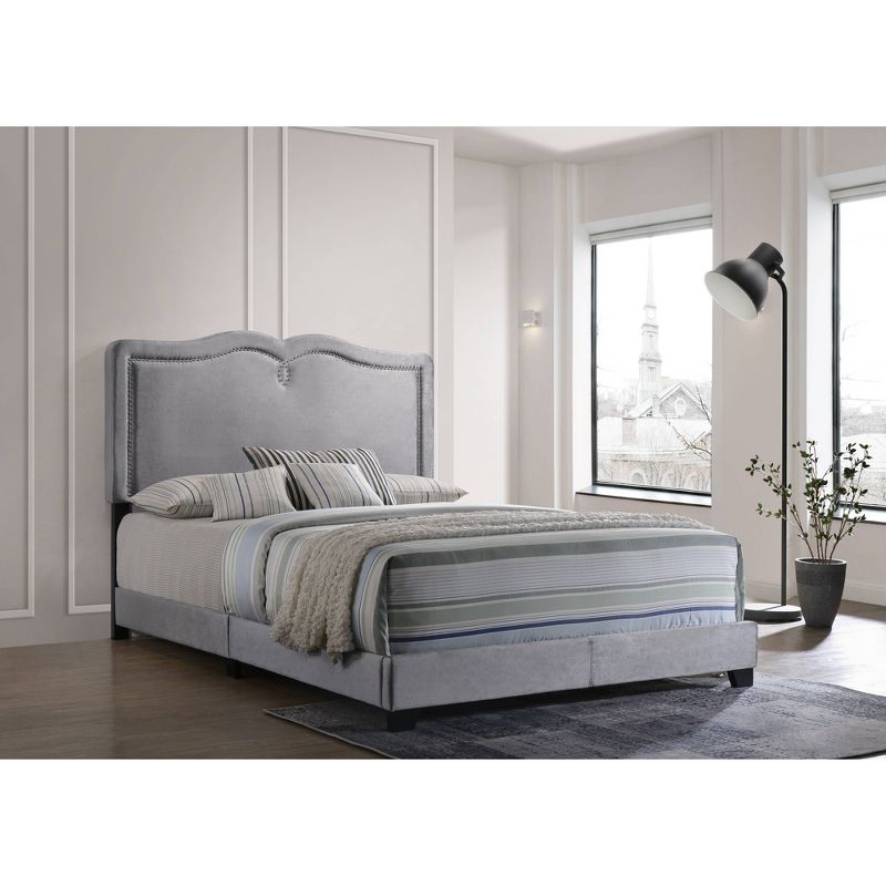 Queen Reuben Bed Gray Velvet - Acme Furniture