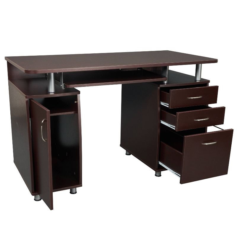Complete Workstation Computer Desk with Storage Brown - Techni Mobili