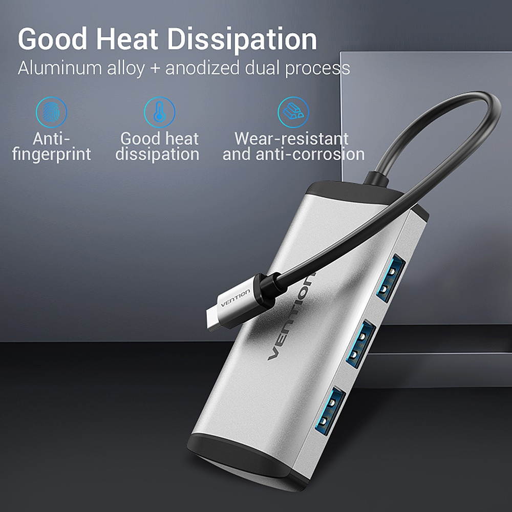 Vention TGCHB USB-C HUB Type-C to 4* USB 3.0 + Micro USB 2.0 Laptop PC USB 3.0 HUB Adapter Converter Splitter