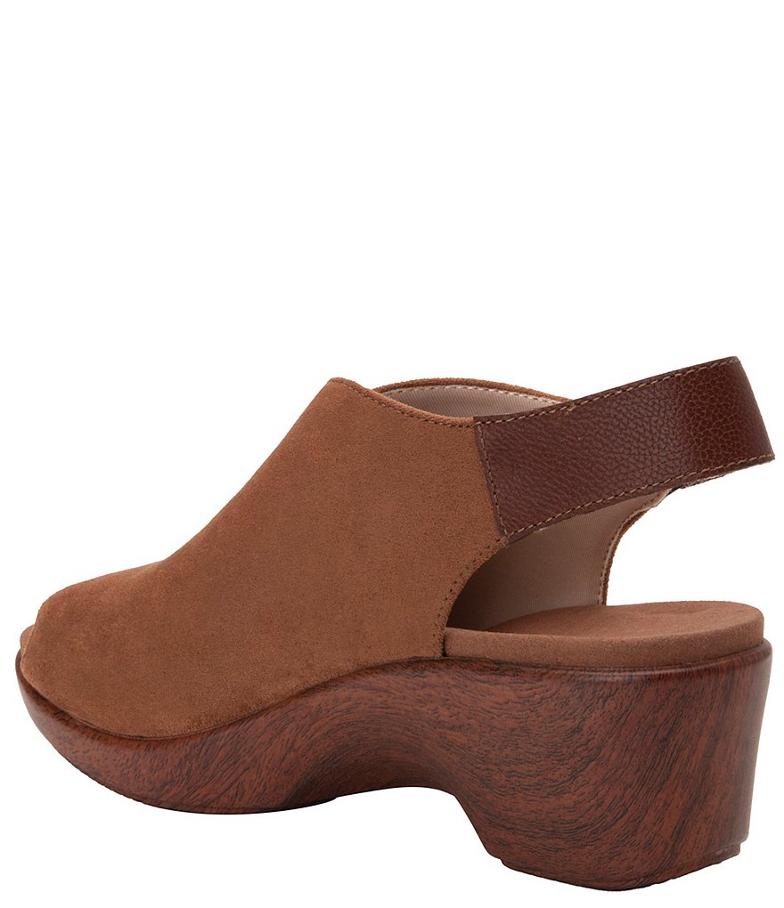 Alegria Rosie Suede Peep Toe Wedge Slingback Pumps