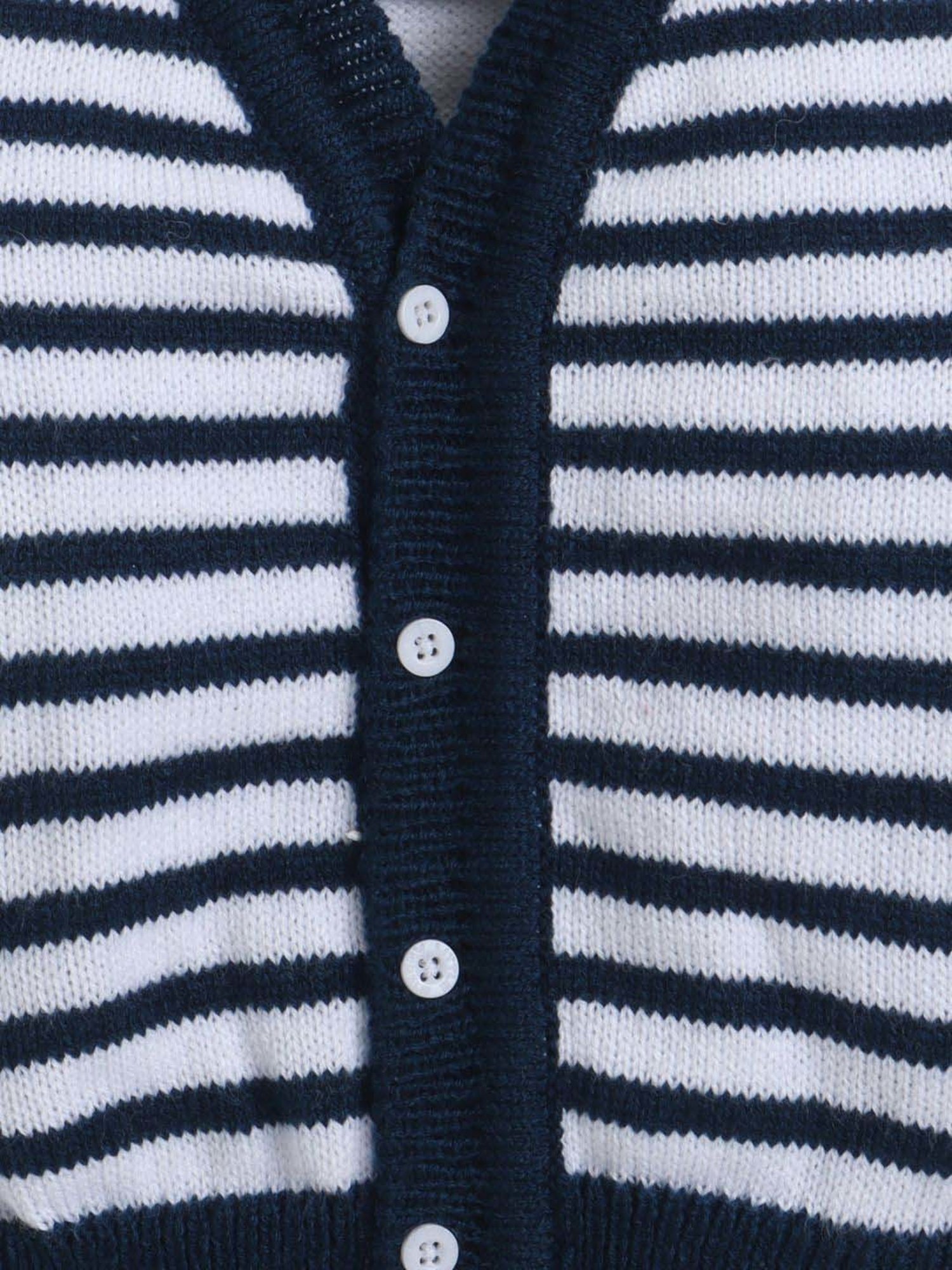 Little Angels Kids Navy & White Striped Full Sleeves Sweater Set