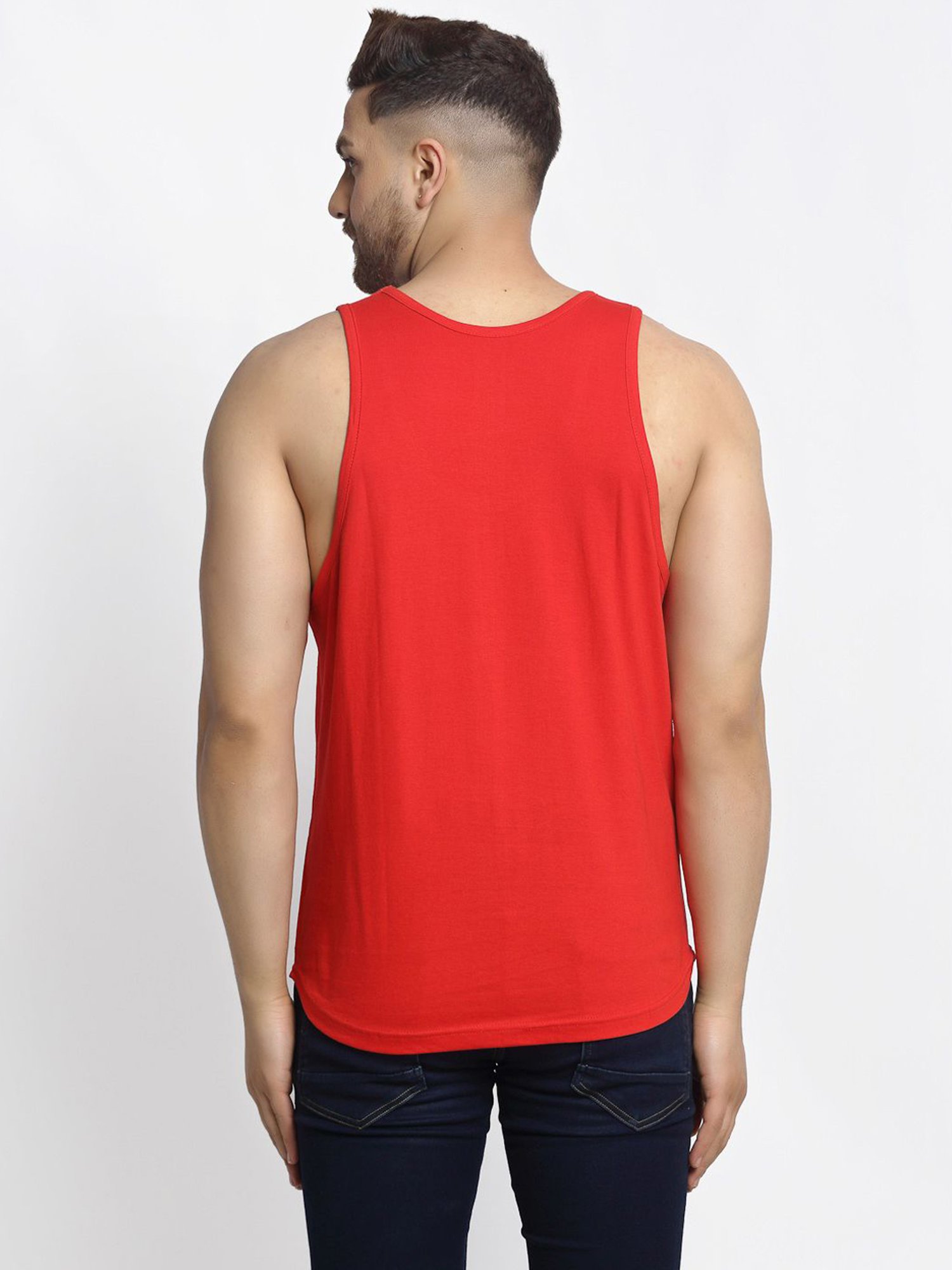 Friskers Multi Cotton Slim Fit Printed Gym Vest - Pack of 2