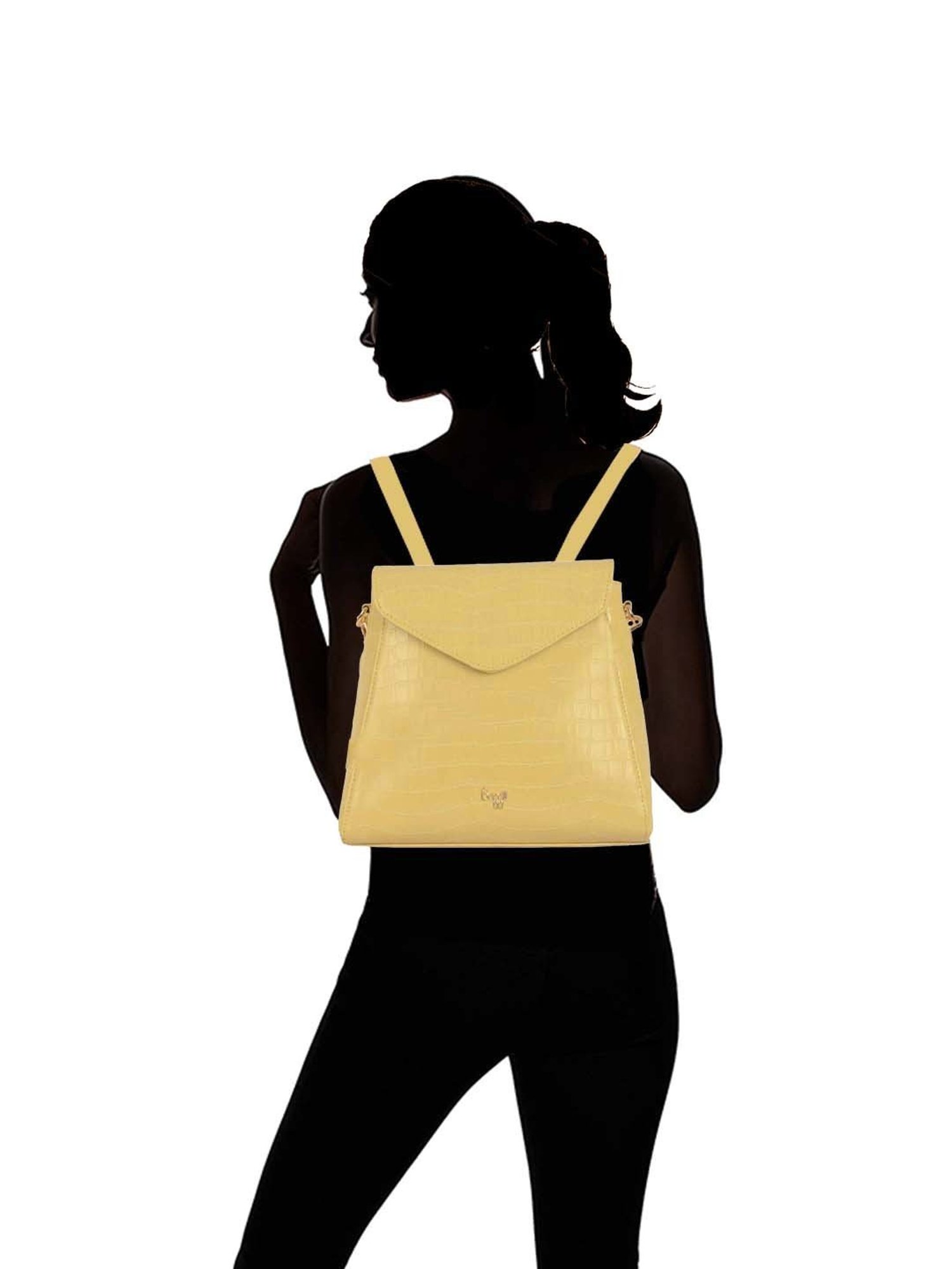 Baggit Yellow Medium Convertible Backpack