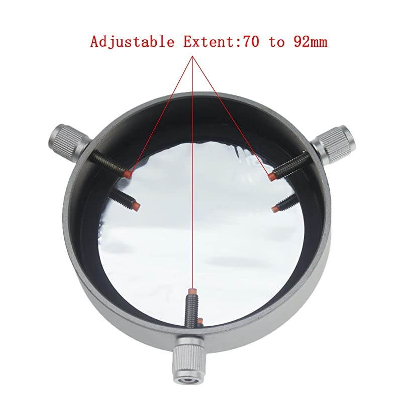 Deluxe Solar Filter 100mm Adjustable Metal Cap for Telescope Tubes with Outer Diameter from 70mm to 92mm Aperture 75mm Immediately Start Solar Observing and Our Sun Becomes Within Reach