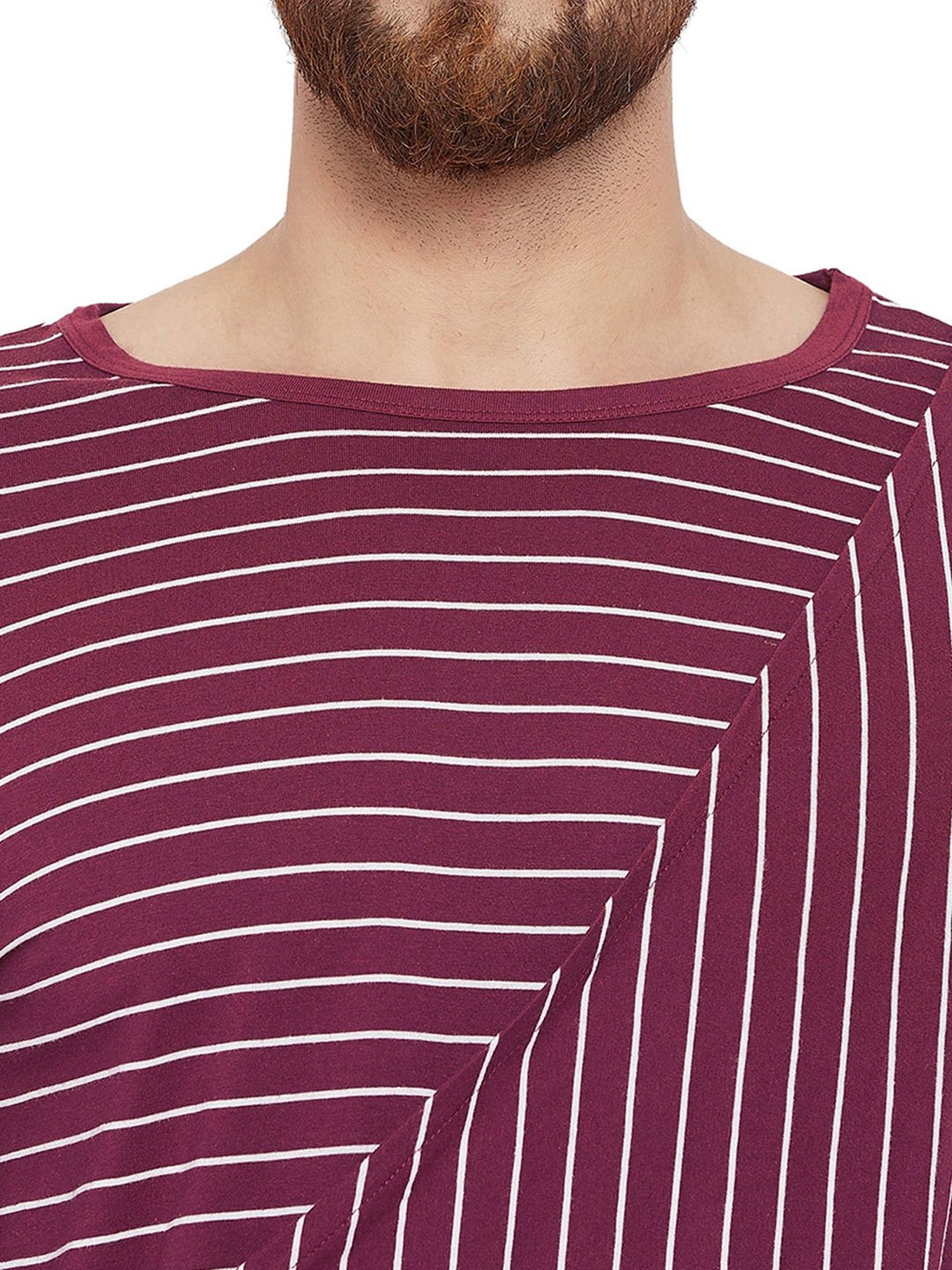 Hypernation Purple & White Striped Cotton T-Shirt