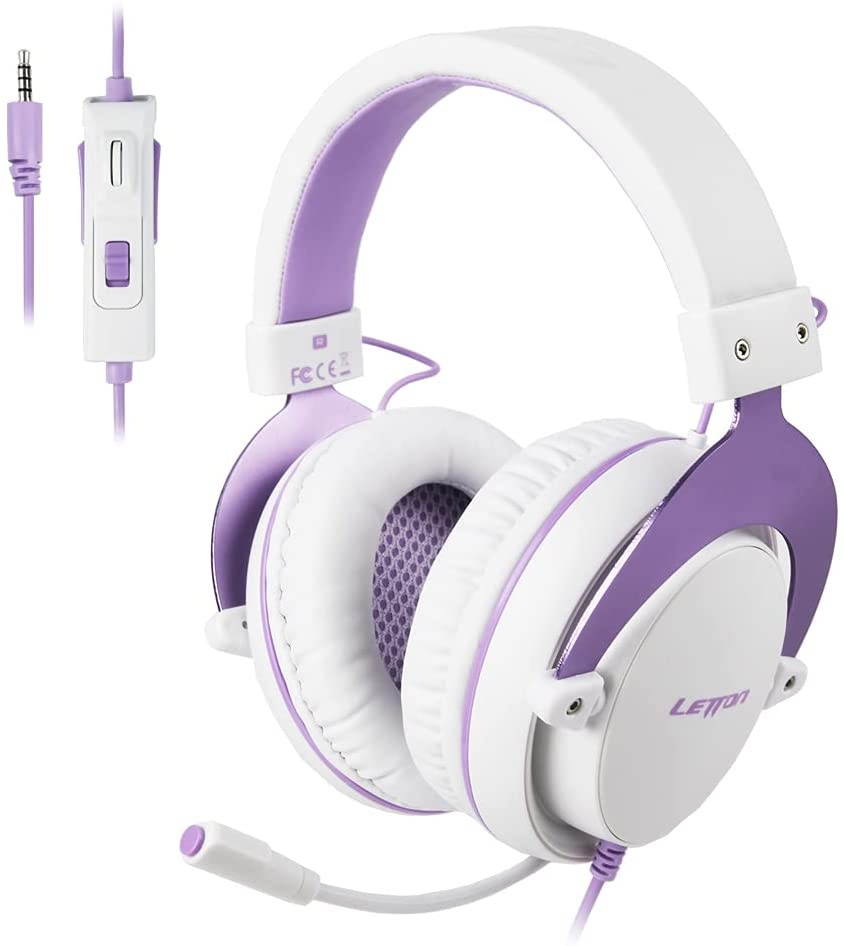 SUPSOO Stereo Gaming Headphones for PS4, PC, Xbox One Controller, Noise Cancelling Over Ear Headphones with Mic, Bass Surround, Soft Memory Earmuffs for Laptop Mac Nintendo Switch Games (L19-purple)