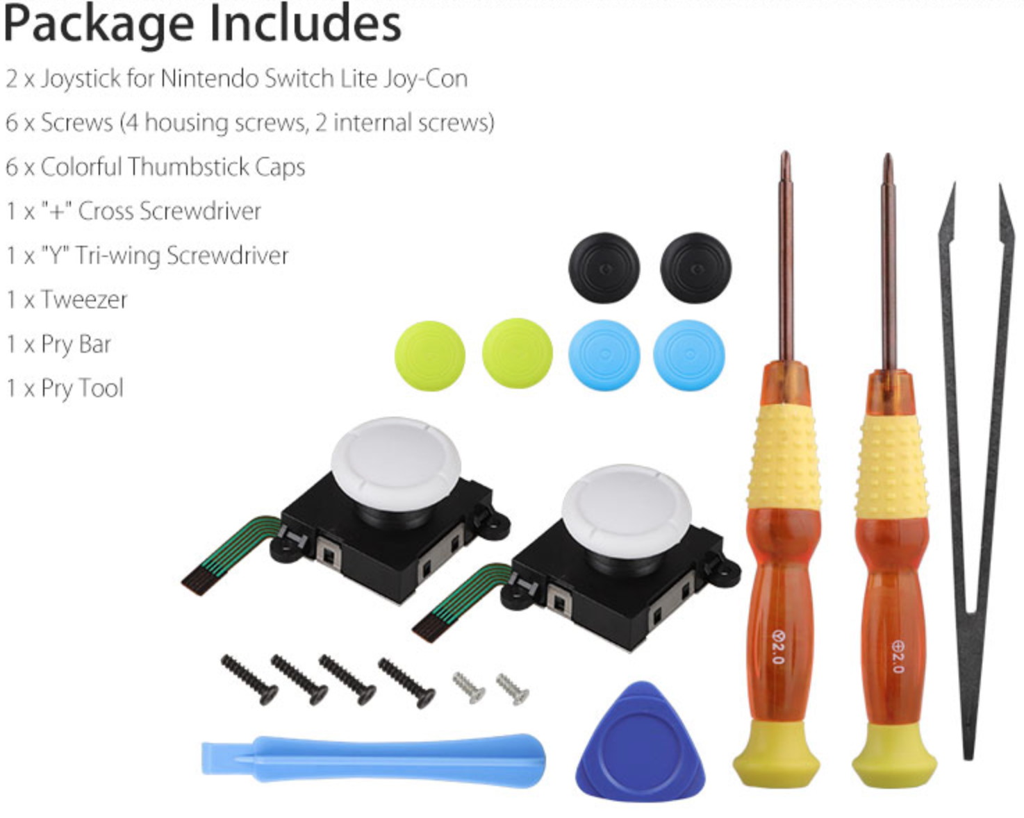 For Nintendo Switch Lite Joystick 19in1 Repair Set w/3D Analog Sensor Stick+Tool