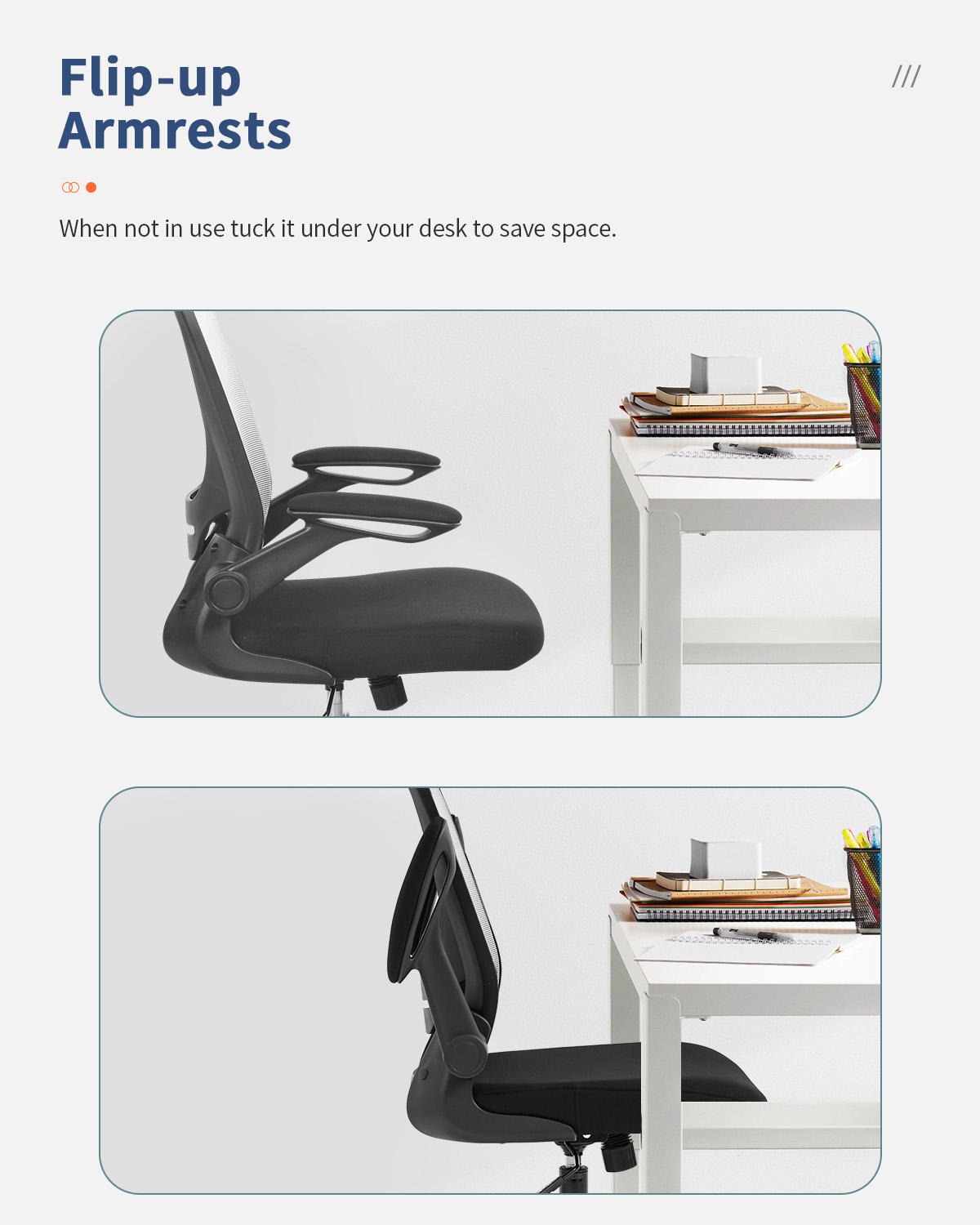 Office Chair Desk Chair Computer Chair with Lumbar Support Flip-up Arms Swivel Rolling Executive Task Chair&nbsp;Mesh Adjustable Ergonomic Chair for Adults(White)