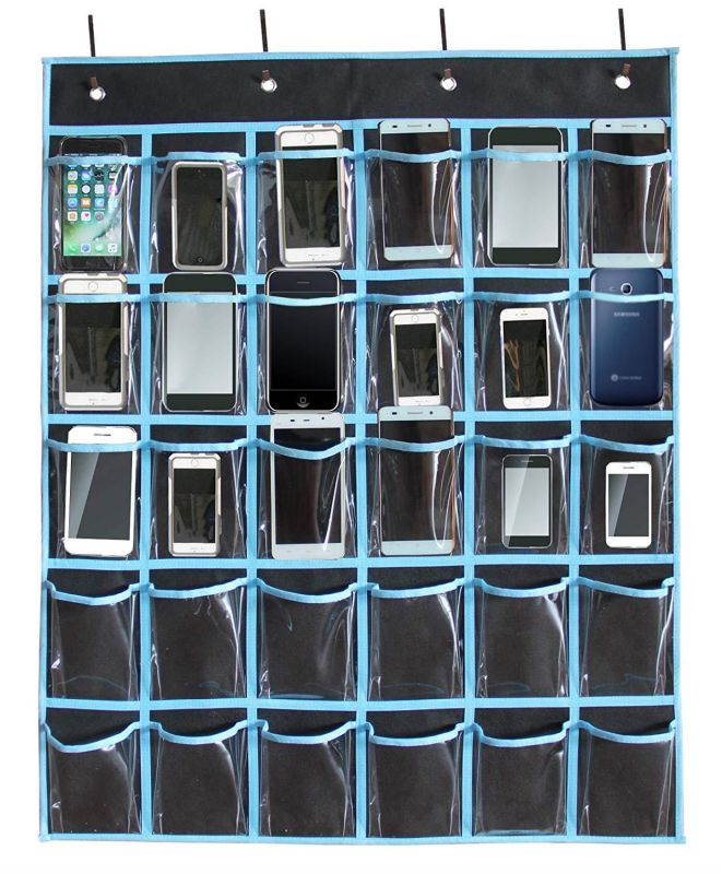 MISSLO Classroom Pocket Chart For Cell Phones Calculators, 30 Clear Pockets