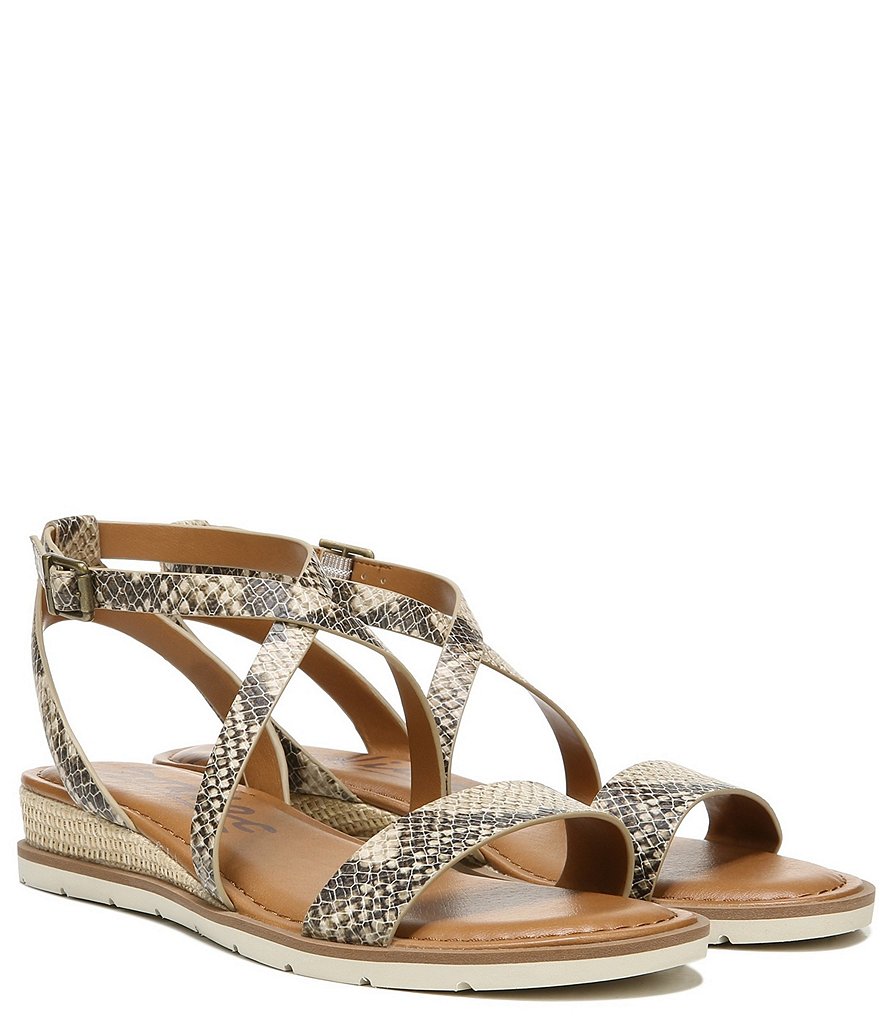 Zodiac Angelica Snake Print Criss Cross Strap Wedge Sandals