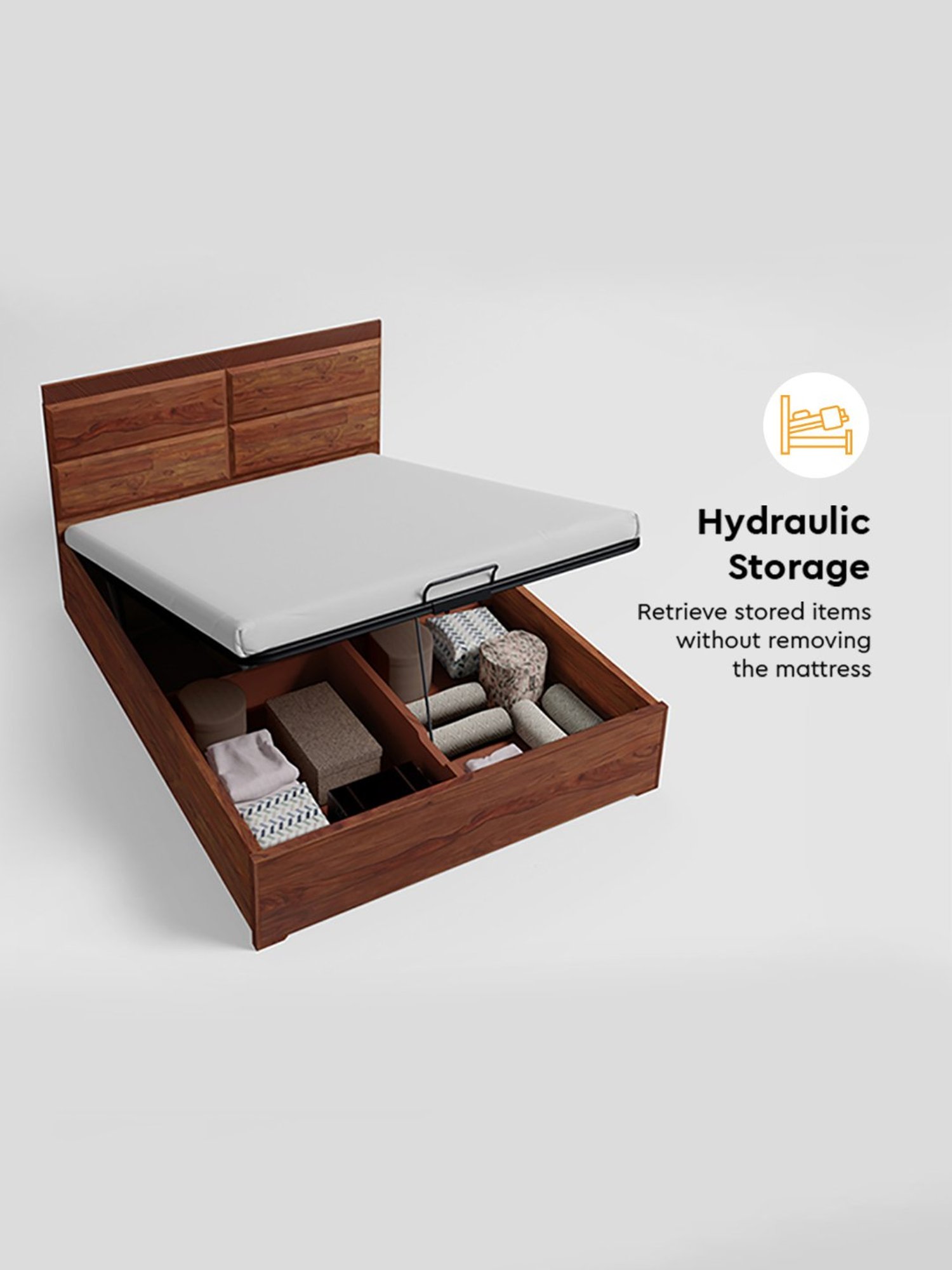 Nilkamal Riva Black Engineered Wood King Size Bed with Storage