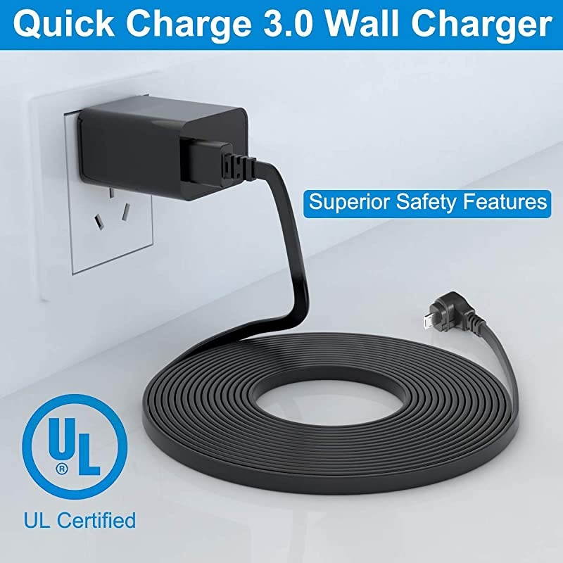 30 FT Blink XT XT2 Charger Cable with Wall Adapter (2 Pack),Charger Brick and 90 Degree Right Angled Micro USB End Charging Cord,Outdoor Waterproof Power Supply for Blink XT/Blink XT2 Camera