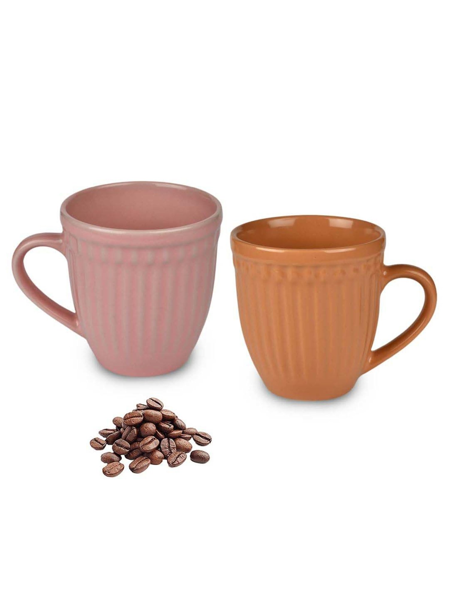 Urban Chef Pink & Brown Ceramic Handcrafted Microwave Safe Tea Cup - Set of 2