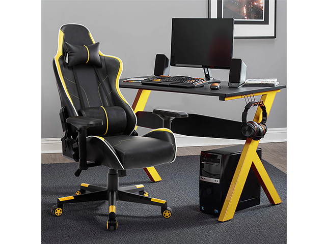 Massage Racing Chair Gaming Chair - Computer Office Adjustable Lumbar Cushion Headrest Swivel Rocking Function Desk Chair 5 Colors,Purple,GC34