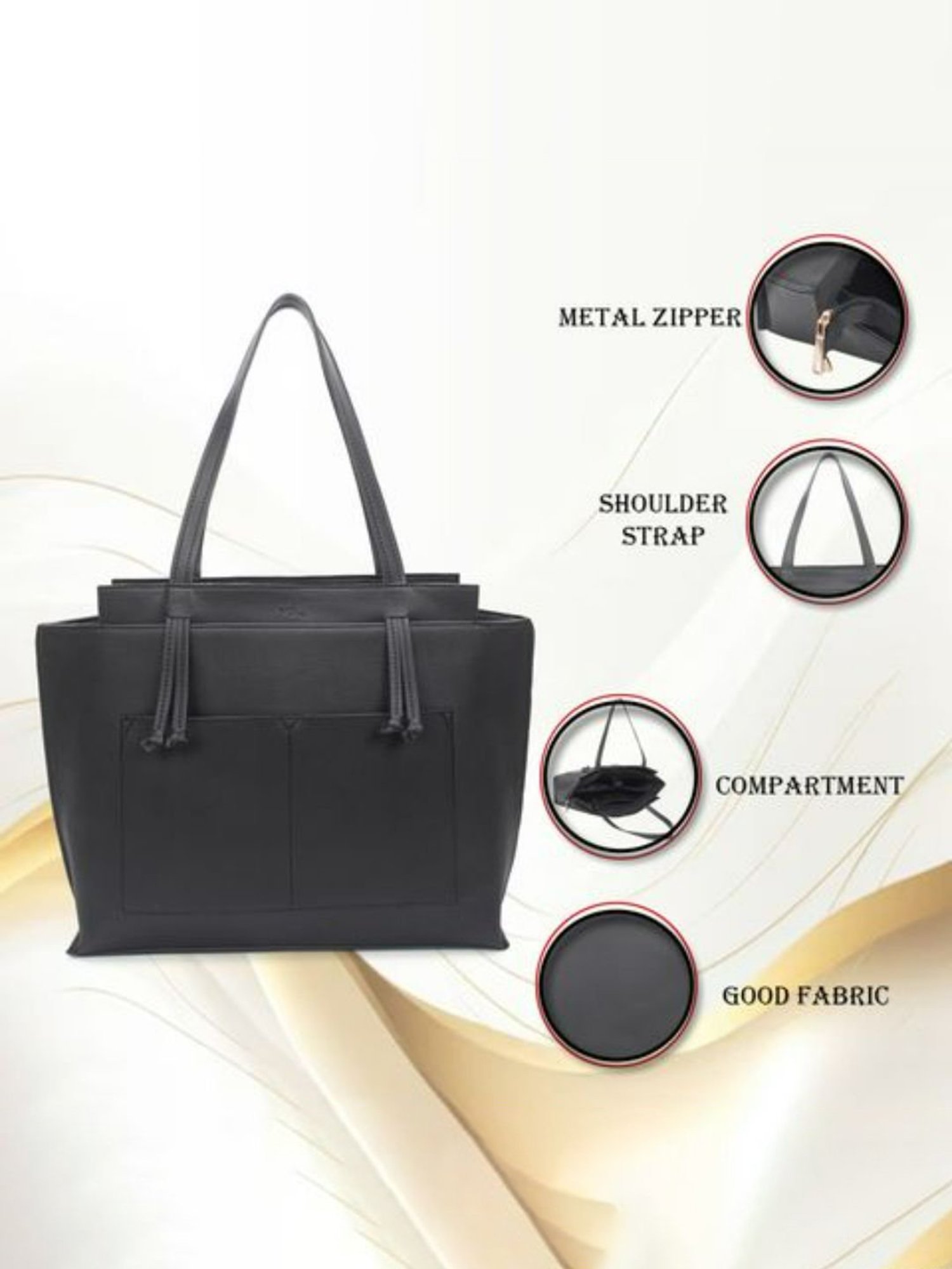 Yelloe Black Large Tote Bag