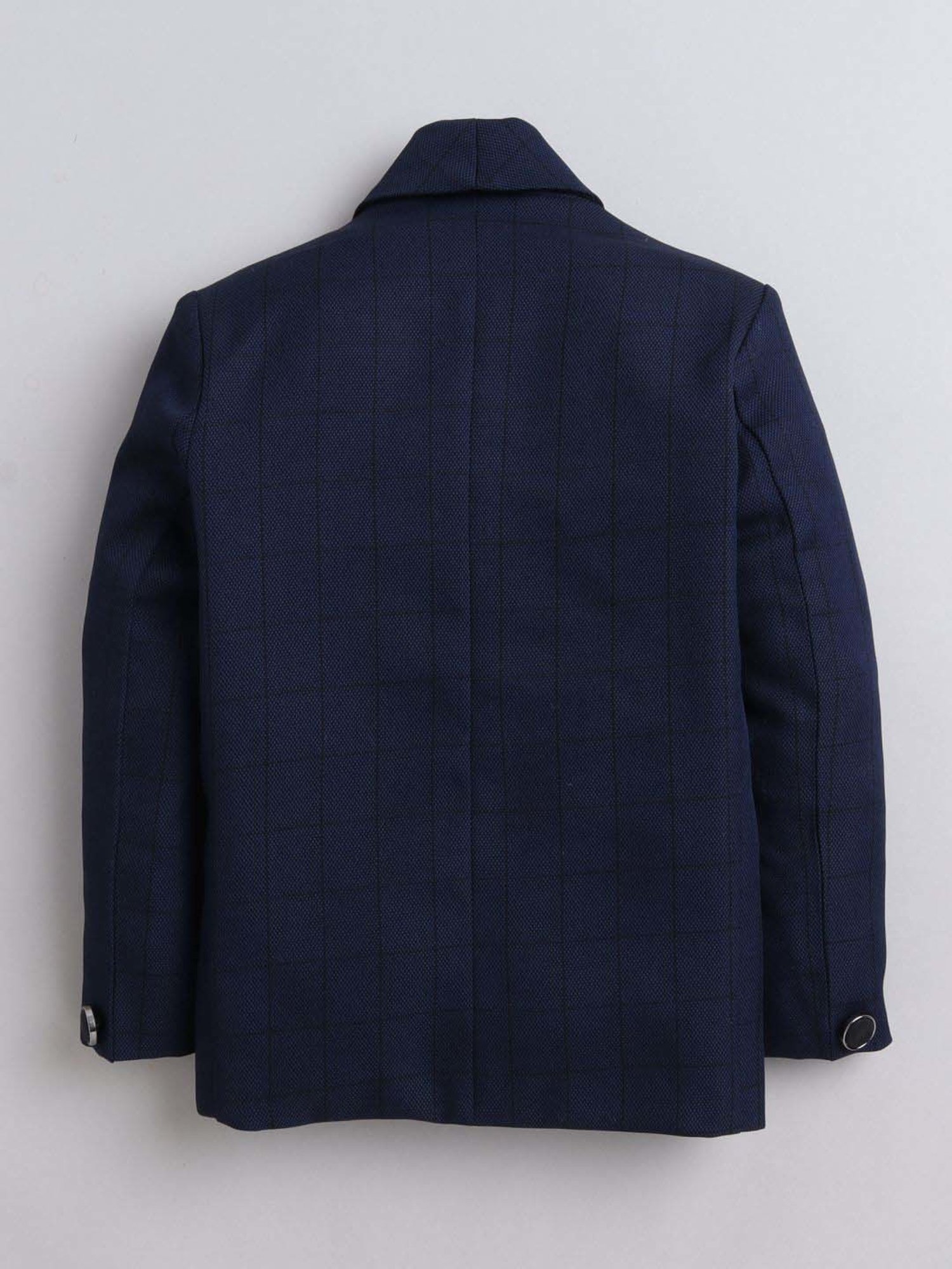 Fourfolds Boys Darkblue Checks Full Sleeves Blazer