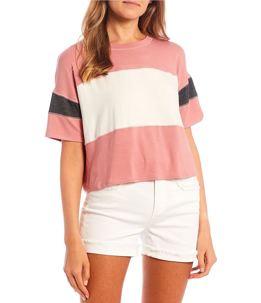 Moa Moa Colorblock Slouchy Short Sleeve Tee