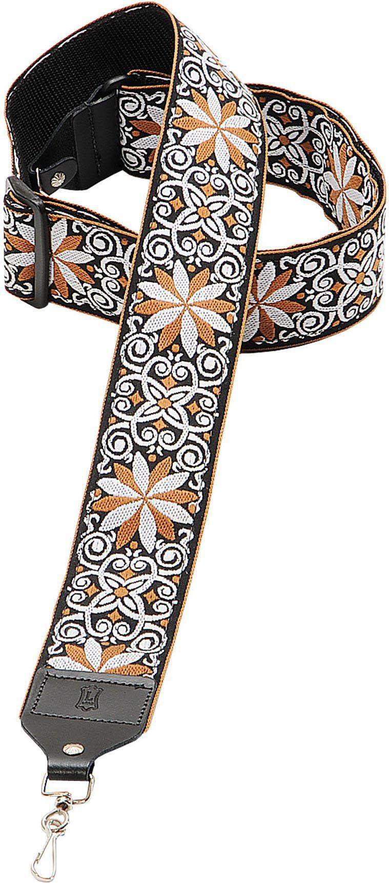Levy's M10HT-13 2" Hootenanny Jaquard Weave  Banjo Strap - Gold flowers