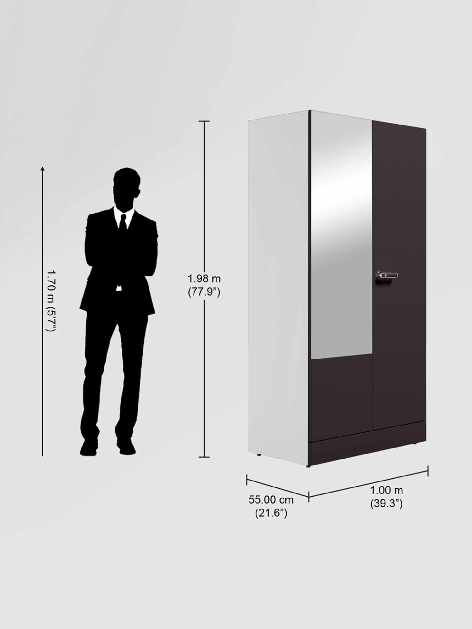 Godrej Interio Auraline Women Basic 2-Door Almirah, Textured Brown (1-Year Warranty, 1 Drawer)